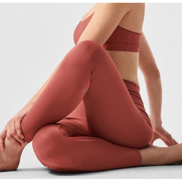 Alo High-Waist Airlift Leggings Terracotta Hi-Rise Waisted Full-Length Tights XS - Picture 4 of 10